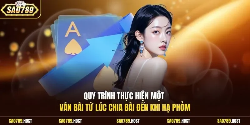 Quy trình thực hiện một ván bài từ lúc chia bài đến khi hạ phỏm